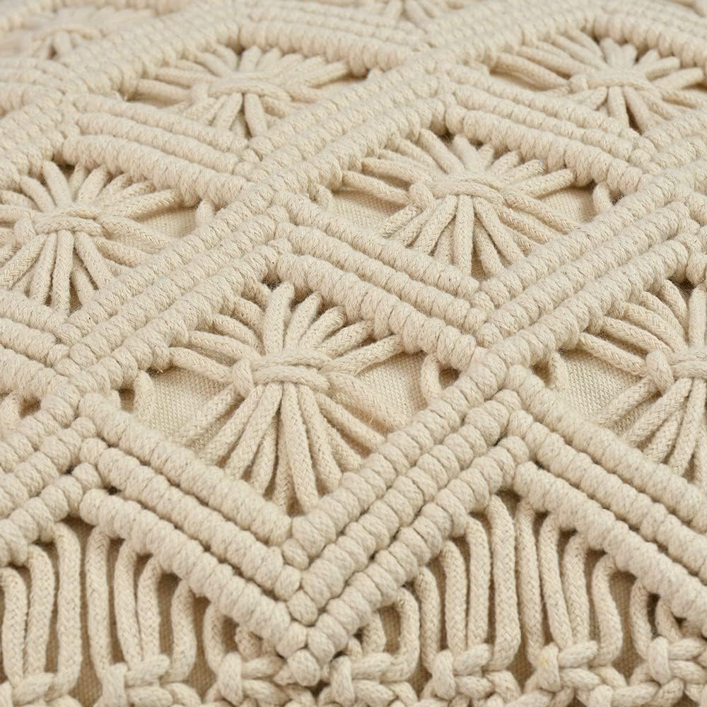 Handwoven Macrame Cushion Cover | 18"x18" (45x45cm) | Natural Cotton | Boho Style-2