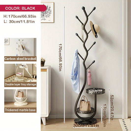 Freestanding Metal Coat Rack with Branch Hooks-1