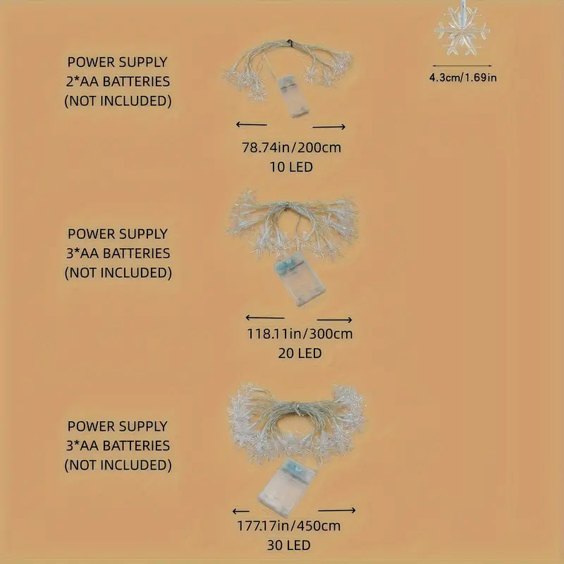 Glittering LED Christmas Snowflake String Lights-2