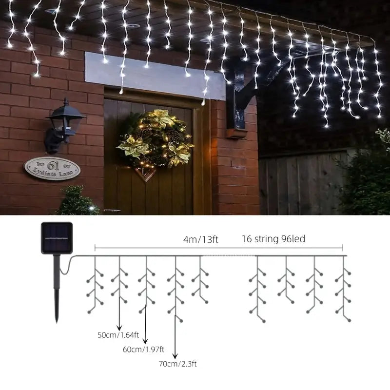 Sparkling Solar Snowfall: LED Icicle Lights for a Merry Christmas-2