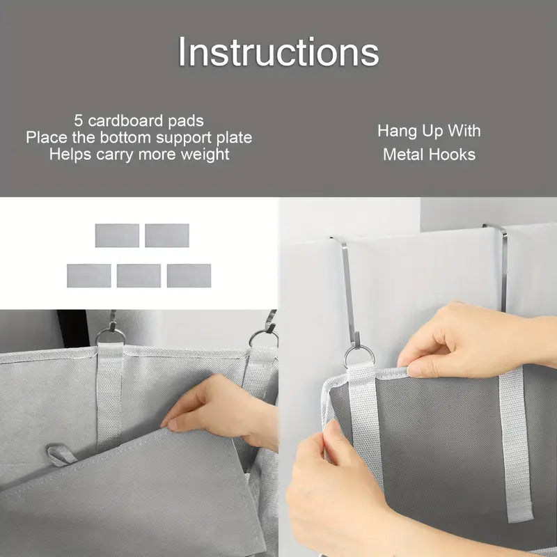 5-Shelf Over-the-Door Organizer with 10 Large Pockets - Light Gray-4