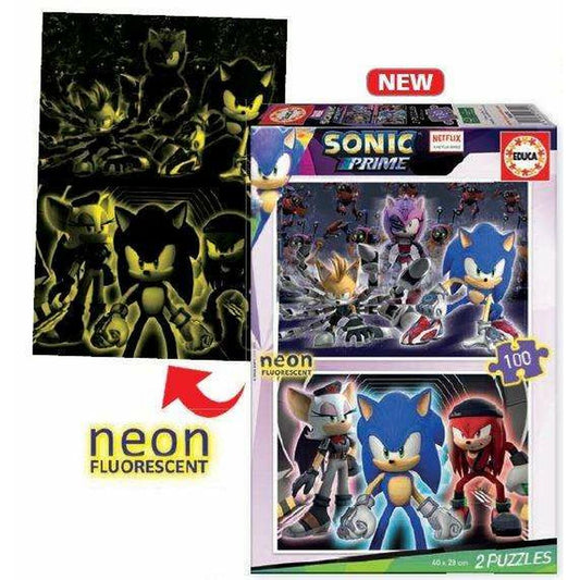 2-Puzzle Set Educa Neon Sonic 100 Pieces-1