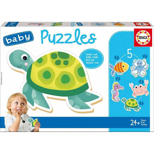 5-Puzzle Set Educa Children's Aquatic animals-0
