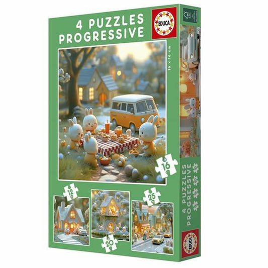 Puzzle Educa Rabbit 12 Pieces 16 Pieces 20 Pieces 25 Pieces (4 Units)-0