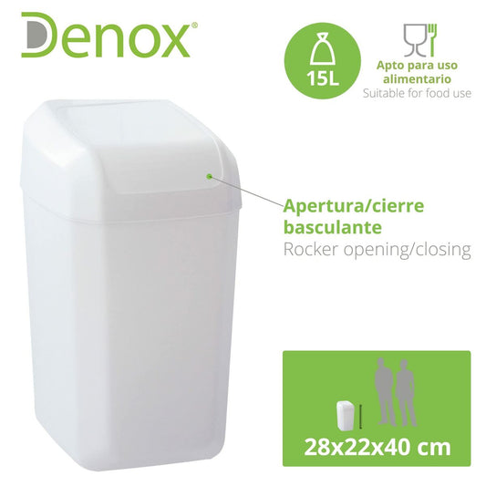 Rubbish bin Denox White 15 L (28 x 22 x 40 cm)-1