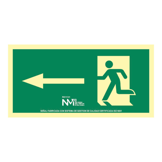 Sign Normaluz Evacuación flecha izquierda PVC 32 x 16 cm-0