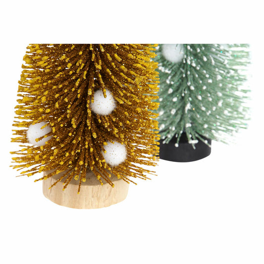 Christmas Tree DKD Home Decor Polyester Wood Pompoms (2 pcs) (7 x 7 x 17 cm)-1