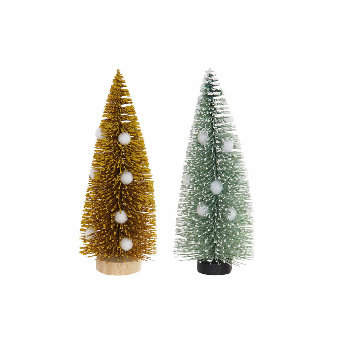 Christmas Tree DKD Home Decor Polyester Wood Pompoms (2 pcs) (7 x 7 x 17 cm)-0