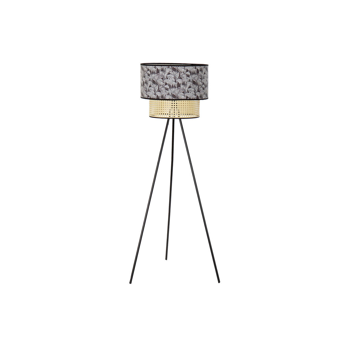 Floor Lamp DKD Home Decor Natural Black Metal Palms Polyester Colonial (60 x 60 x 129 cm)-0