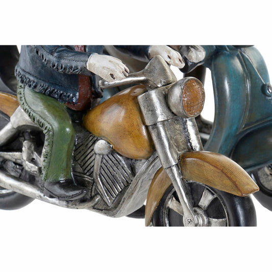 Decorative Figure DKD Home Decor 27 x 10 x 24 cm Red Blue Motorbike Yellow Vintage Dog (2 Units)-1