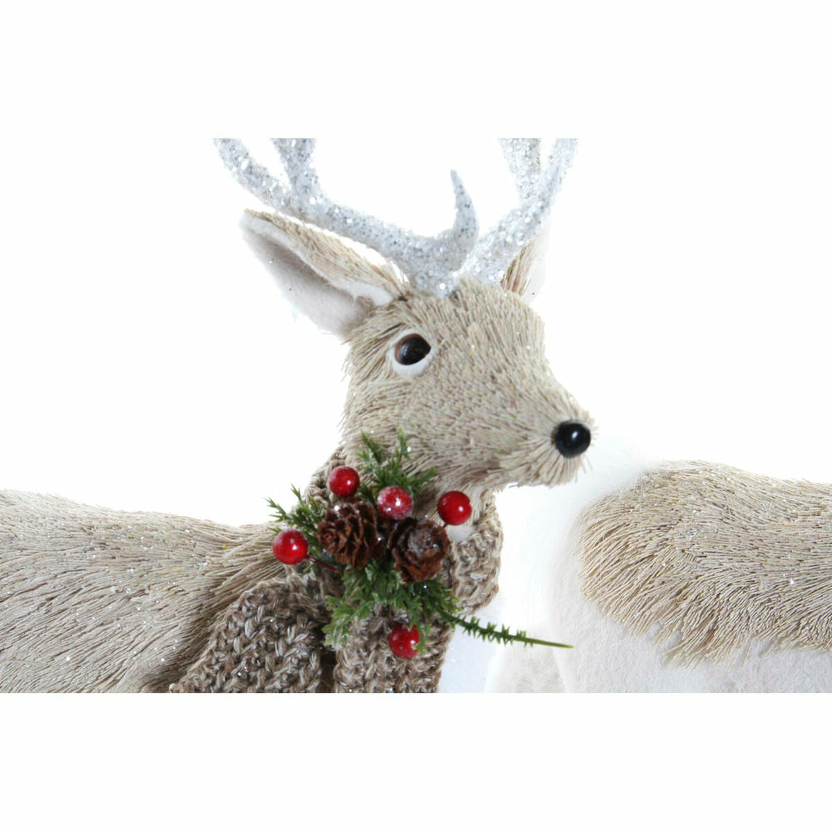 Christmas bauble DKD Home Decor Beige Polyester White polystyrene Reindeer (9 x 24 x 33 cm)-3