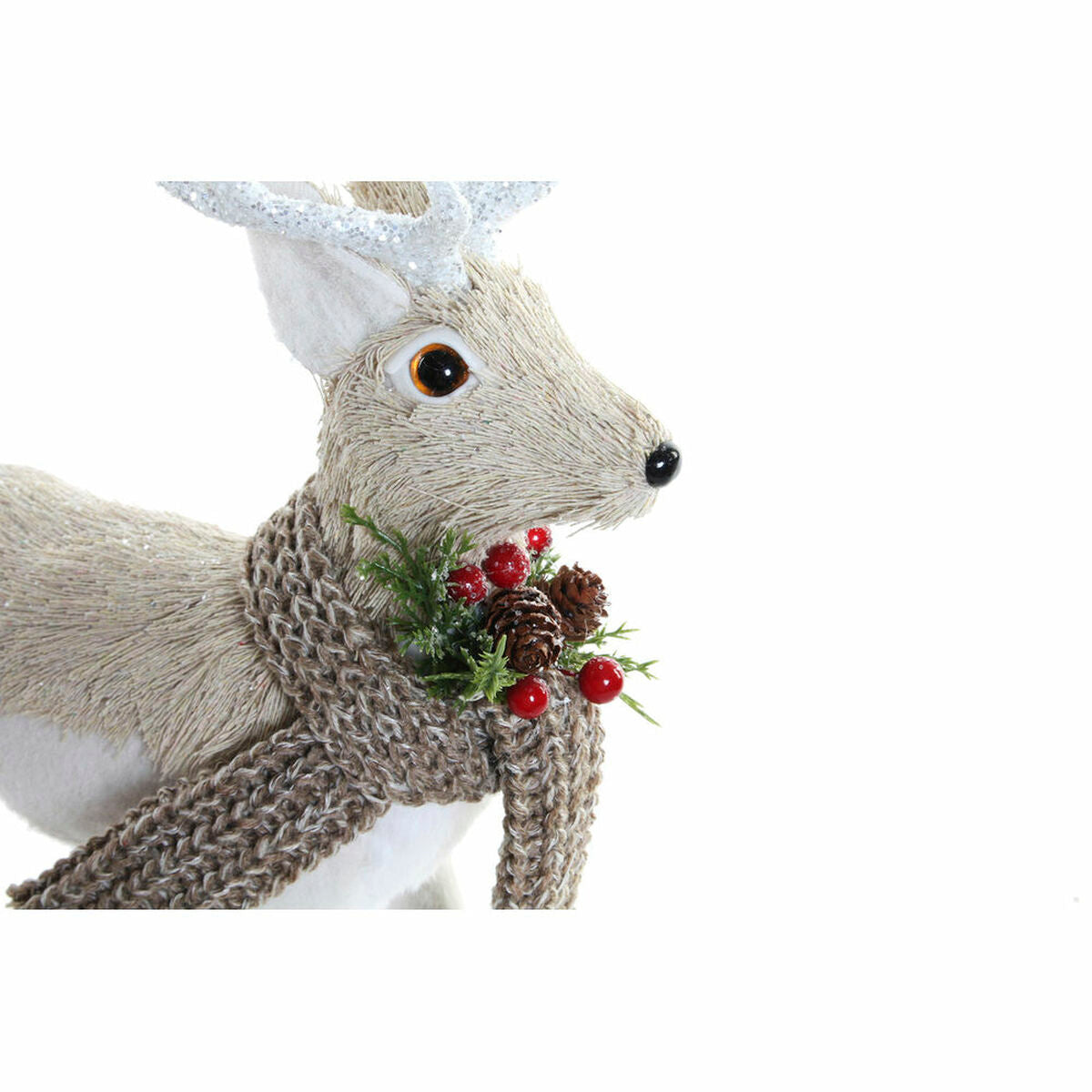 Christmas bauble DKD Home Decor Beige Polyester White polystyrene Reindeer (9 x 24 x 33 cm)-2