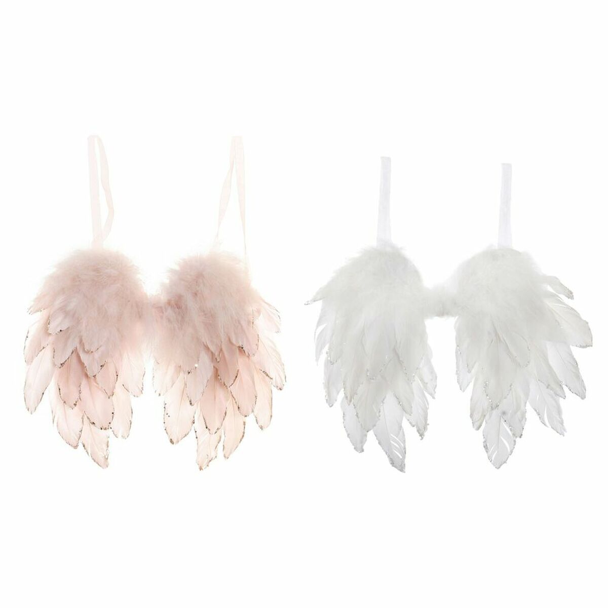 Christmas bauble DKD Home Decor Feathers (2 pcs) (28 x 4 x 33 cm)-0