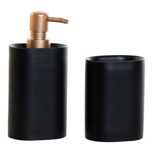 Bath Set DKD Home Decor Black Golden PVC Resin Glam 8,5 x 6 x 18 cm (2 Units)-0