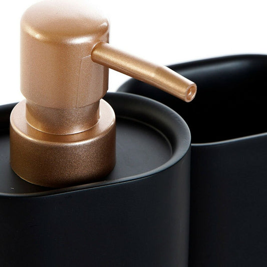 Bath Set DKD Home Decor Black Golden PVC Resin Glam 8,5 x 6 x 18 cm (2 Units)-1