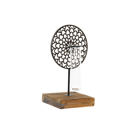 Candleholder DKD Home Decor Crystal Black Metal Wood Brown 20 x 20 x 36 cm-0