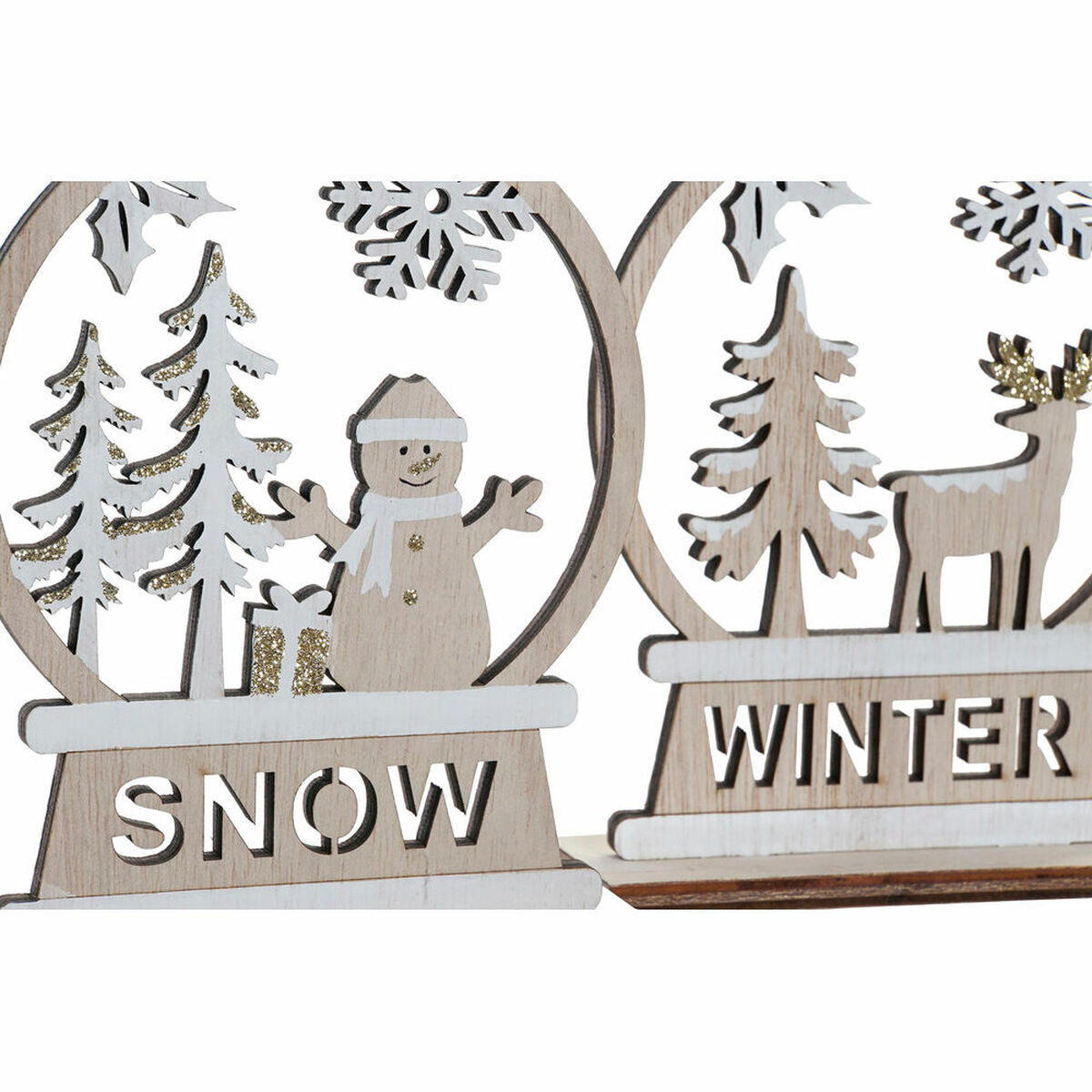 Christmas bauble DKD Home Decor Wood Reindeer (12 x 4 x 15 cm) (2 Units)-1