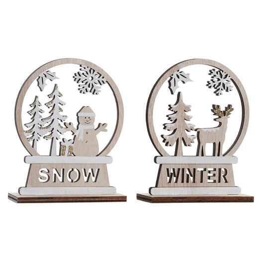 Christmas bauble DKD Home Decor Wood Reindeer (12 x 4 x 15 cm) (2 Units)-0