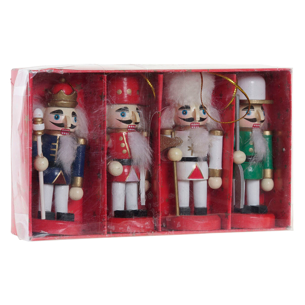 Christmas bauble DKD Home Decor Wood Nutcracker (3 x 3 x 10 cm) (4 Units)-1