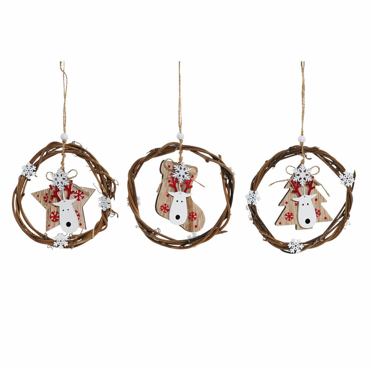 Christmas bauble DKD Home Decor Wood (3 pcs) (14 x 1 x 18 cm)-0