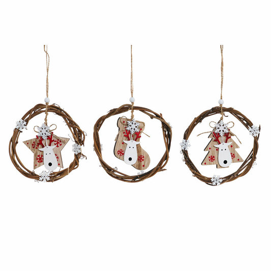 Christmas bauble DKD Home Decor Wood (3 pcs) (14 x 1 x 18 cm)-0