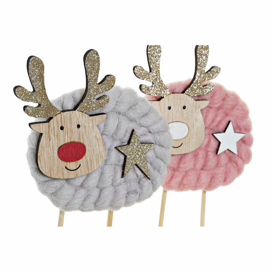 Christmas bauble DKD Home Decor Polyester Wood (2 pcs) (10 x 4 x 16 cm)-1