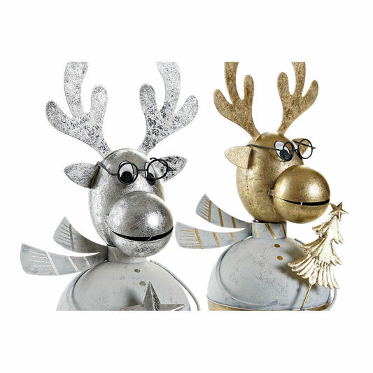 Christmas bauble DKD Home Decor Metal Reindeer (14 x 13 x 27 cm) (2 pcs)-1