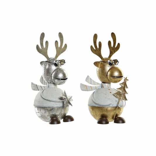 Christmas bauble DKD Home Decor Metal Reindeer (14 x 13 x 27 cm) (2 pcs)-0