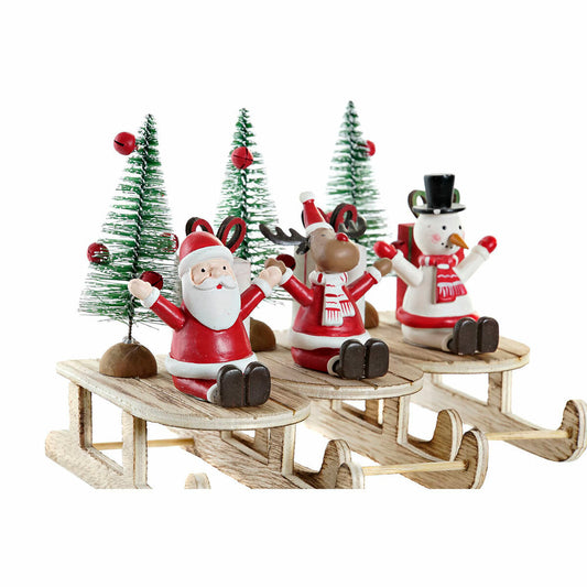 Christmas bauble DKD Home Decor Wood Father Christmas (14 x 6 x 13 cm) (3 pcs)-1