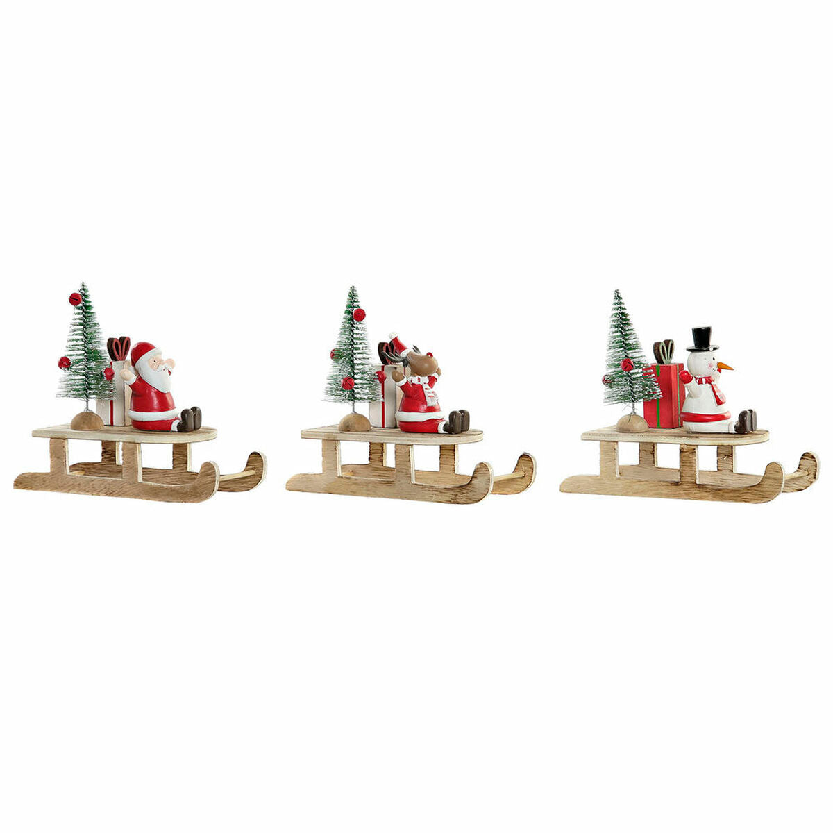 Christmas bauble DKD Home Decor Wood Father Christmas (14 x 6 x 13 cm) (3 pcs)-0