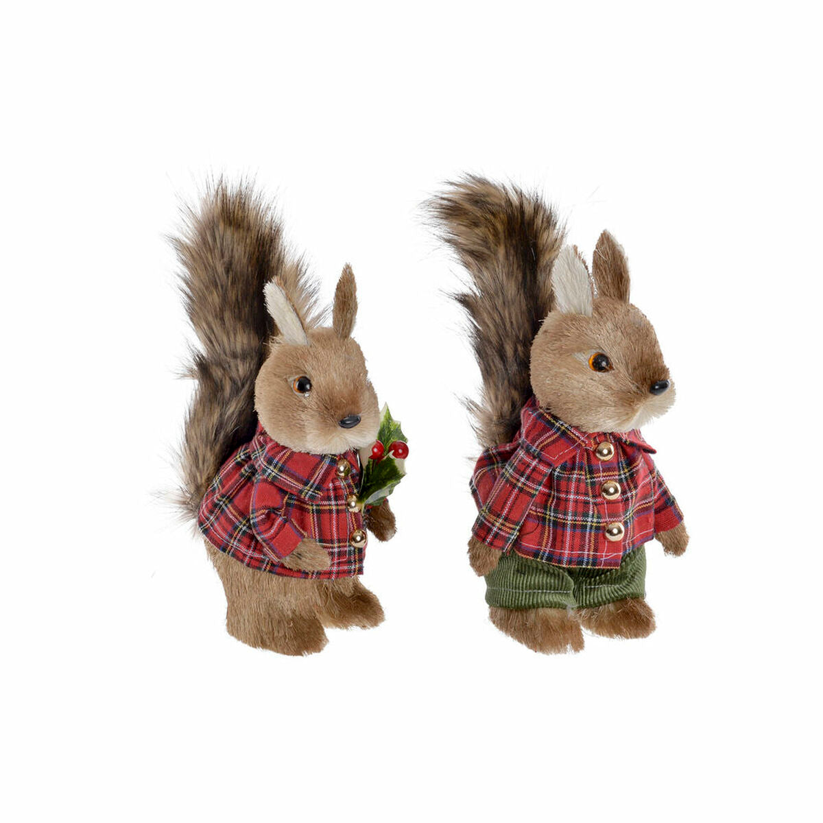 Christmas bauble DKD Home Decor Polyester Squirrel (2 pcs) (12 x 15 x 25 cm)-0