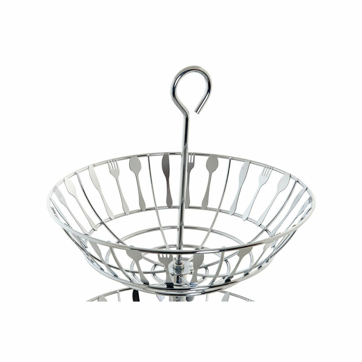 Fruit Bowl DKD Home Decor Silver Metal Plastic 28 x 28 x 40 cm-2