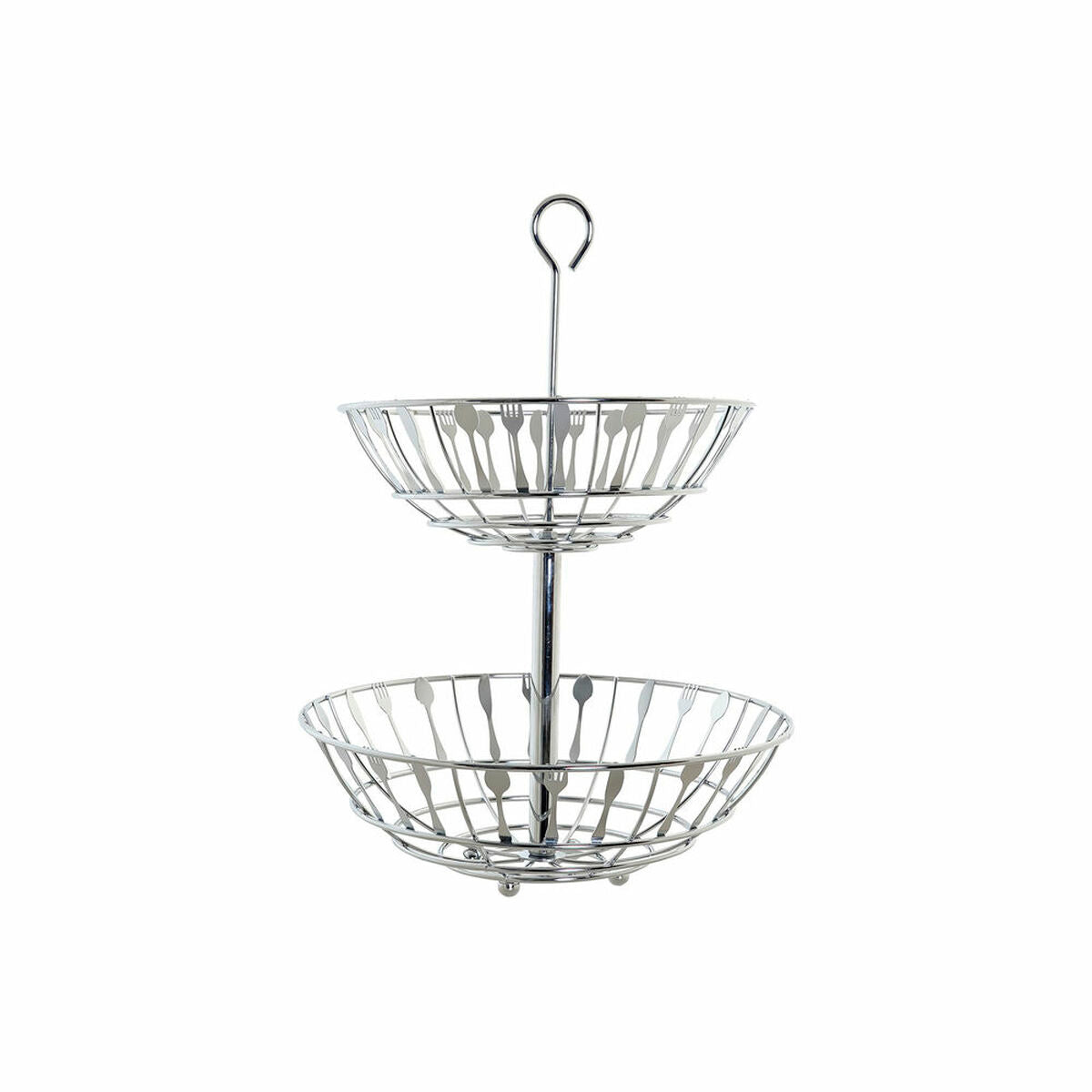 Fruit Bowl DKD Home Decor Silver Metal Plastic 28 x 28 x 40 cm-0