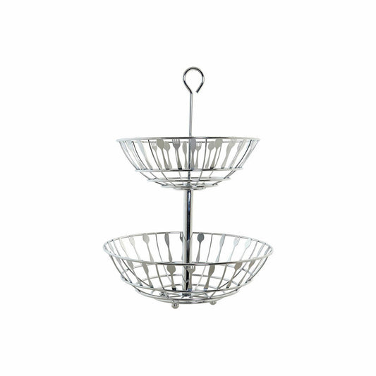 Fruit Bowl DKD Home Decor Silver Metal Plastic 28 x 28 x 40 cm-0