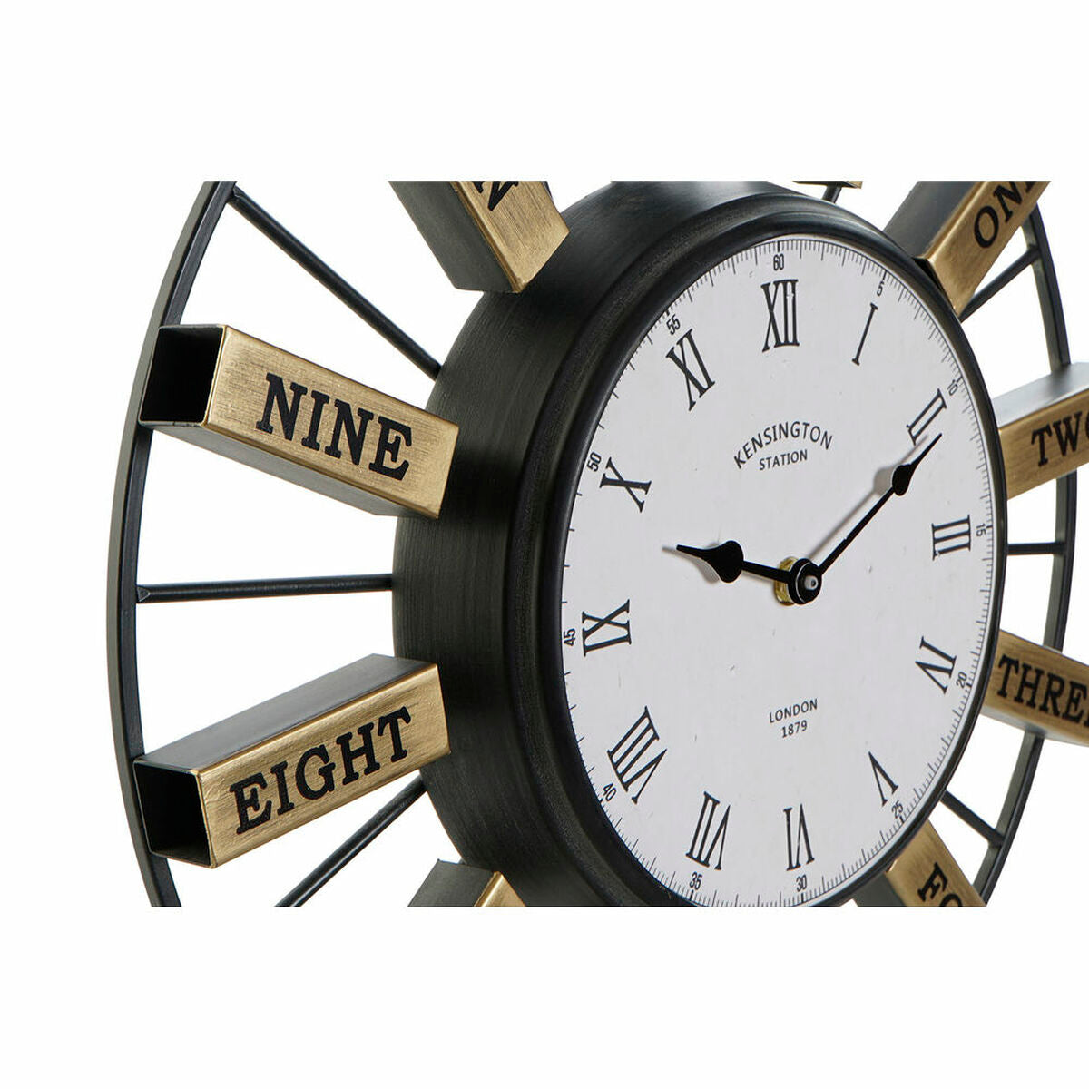 Wall Clock DKD Home Decor 40 x 6,4 x 40 cm Crystal Silver Golden Iron (2 Units)-2