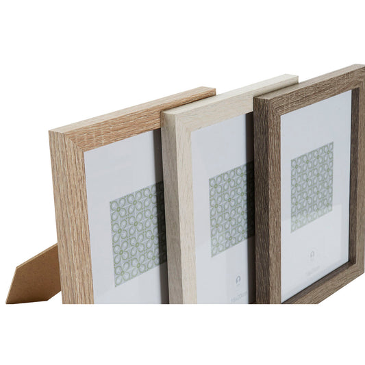 Photo frame DKD Home Decor Natural Beige Wood Dark brown Boho (18 x 2 x 23 cm) (3 Units)-1