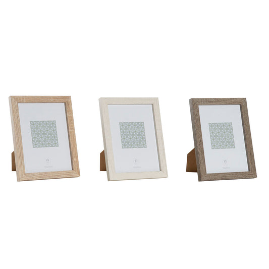 Photo frame DKD Home Decor Natural Beige Wood Dark brown Boho (18 x 2 x 23 cm) (3 Units)-0