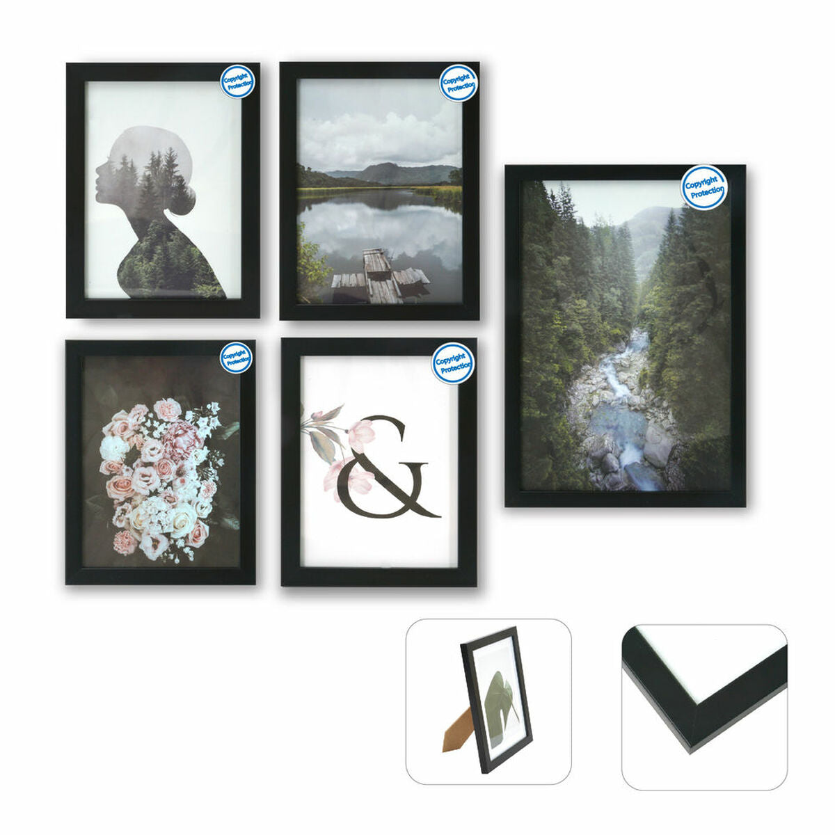 Photo frame DKD Home Decor Multiple 23 x 2 x 28 cm Black Modern MDF Wood-0