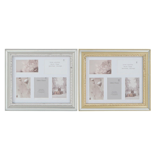 Photo frame DKD Home Decor Luxury 46,5 x 2 x 40 cm Crystal Silver Golden polystyrene Traditional (2 Units)-0