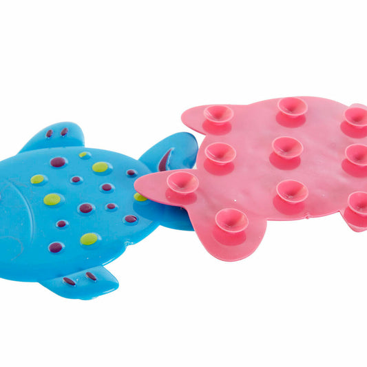 Bath rug DKD Home Decor 13 x 1 x 10,5 cm Blue Pink Children's PVC Fish (2 Units)-1