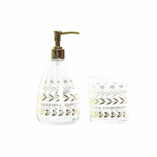 Bath Set DKD Home Decor Golden Crystal ABS Plastic Leaf of a plant 9 x 9 x 18 cm-0