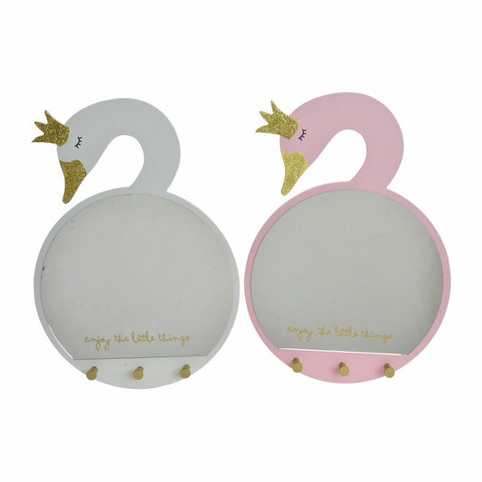 Wall mirror DKD Home Decor White Light Pink Children's 43 x 4 x 30 cm (2 Units) (2 Pieces)-0