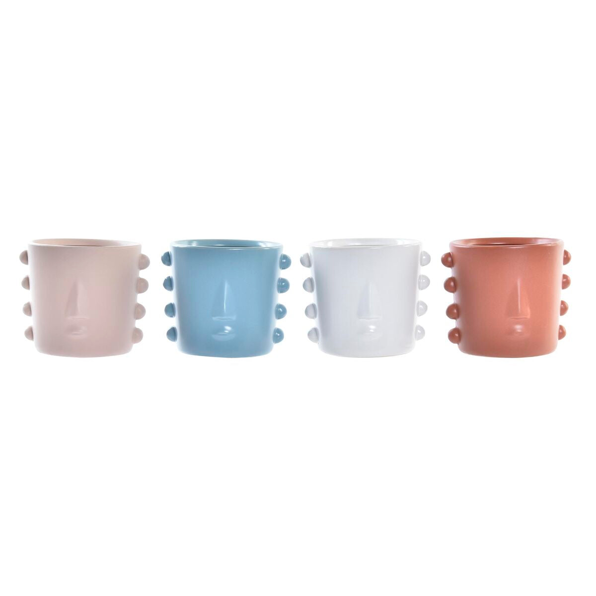 Planter DKD Home Decor Face Stoneware (15 x 13 x 12,5 cm) (4 Units)-0