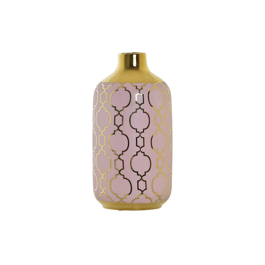 Vase DKD Home Decor Pink Golden Porcelain Oriental Chromed 13 x 13 x 26 cm
