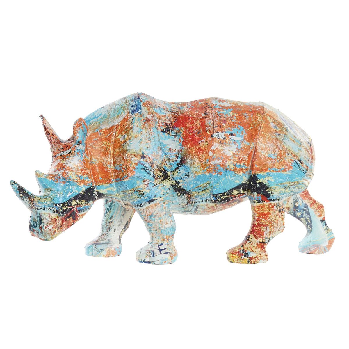Decorative Figure DKD Home Decor 34 x 12,5 x 16,5 cm Multicolour Rhinoceros Modern-0
