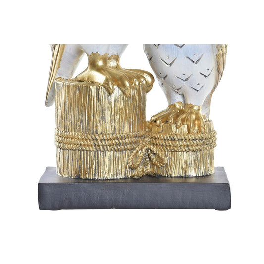 Decorative Figure DKD Home Decor 14,5 x 9 x 26 cm Owl Golden White-1