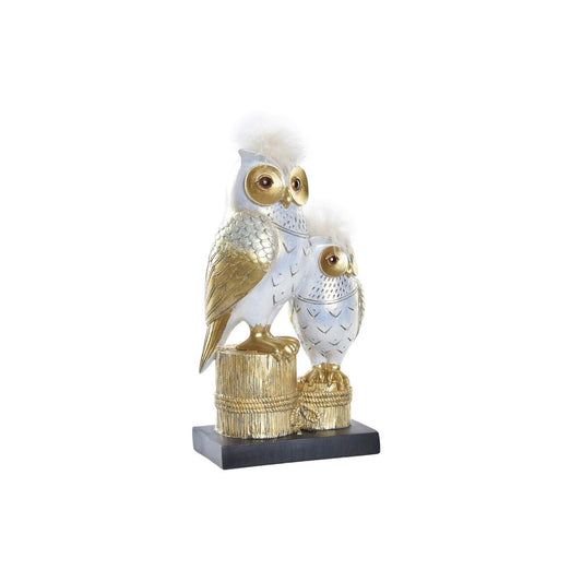 Decorative Figure DKD Home Decor 14,5 x 9 x 26 cm Owl Golden White-0