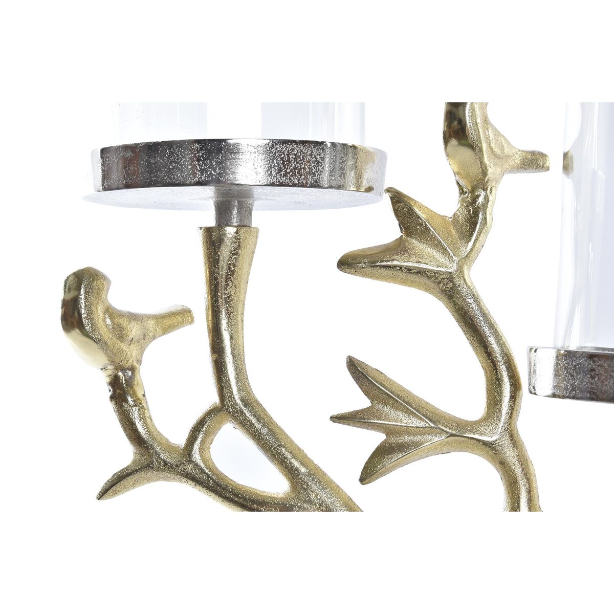 Candle Holder DKD Home Decor Crystal Golden Aluminium Birds (29 x 15 x 48 cm)-2