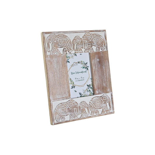 Photo frame DKD Home Decor Crystal Elephant Brown White Mango wood Indian Man (23 x 1,5 x 28 cm)-0