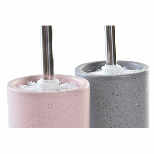 Toilet Brush DKD Home Decor Grey Pink Silver Light Pink Metal Aluminium Dolomite Urban 9,8 x 9,8 x 39 cm (2 Units)-1